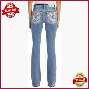 Mid Rise Bootcut Jeans with Faux Flap Pockets, Regular Fit